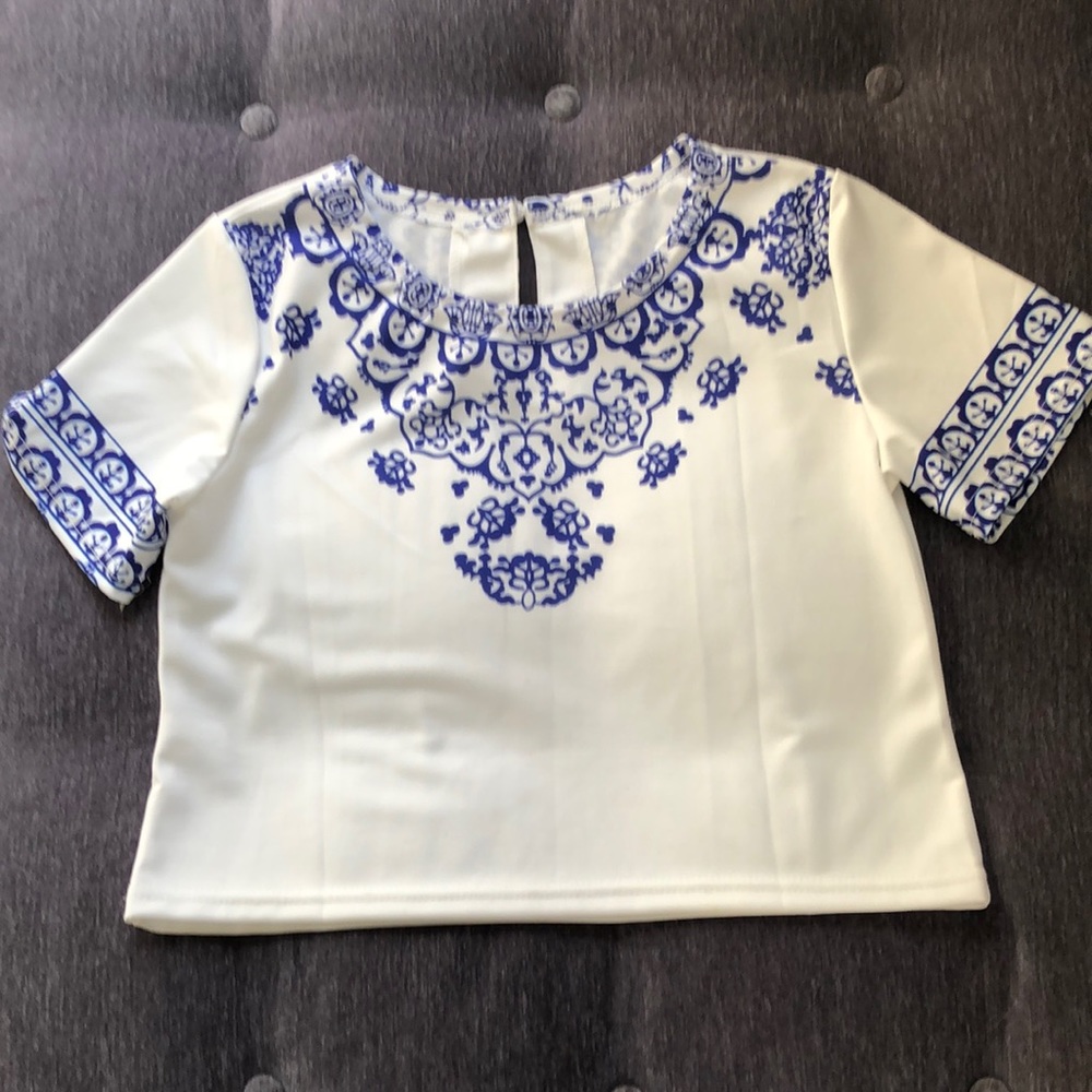 Blue and White Top